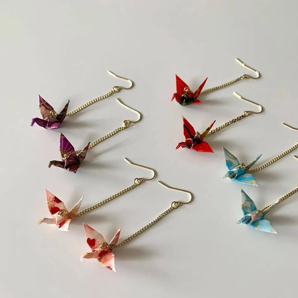 Origami Crane Earrings - Ørenringe - Mange farver!
