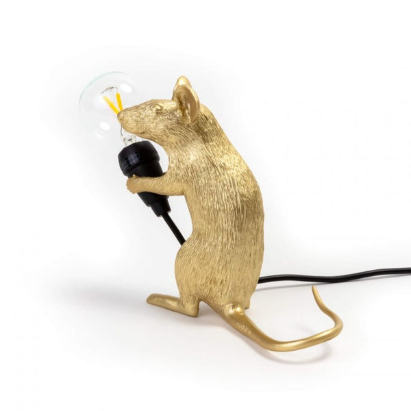 Seletti Mouse Lamp Gold Sitting