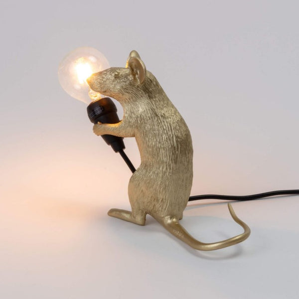 Seletti Mouse Lamp Gold Sitting