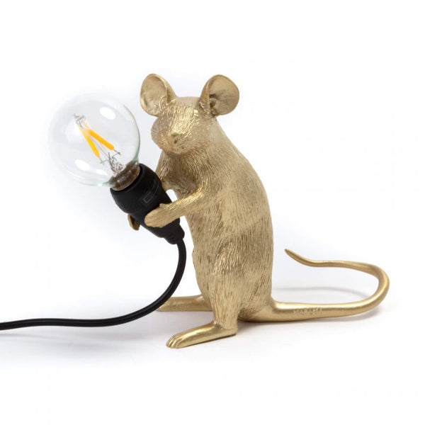 Seletti Mouse Lamp Gold Sitting