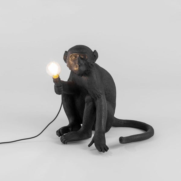 Seletti Monkey Lamp Black Sitting