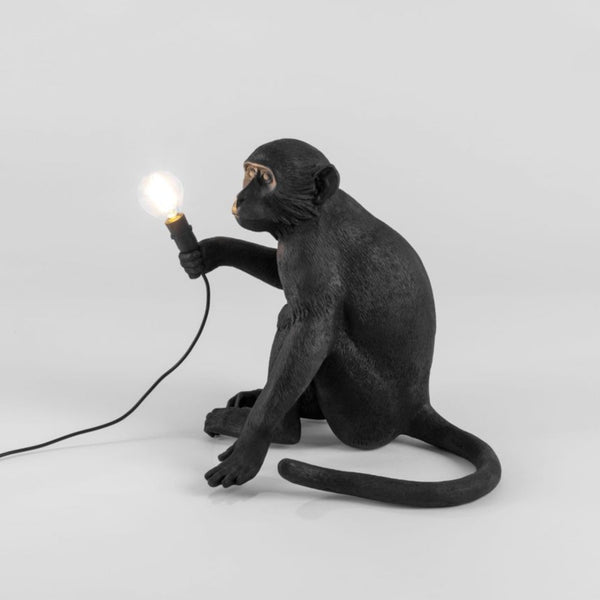 Seletti Monkey Lamp Black Sitting