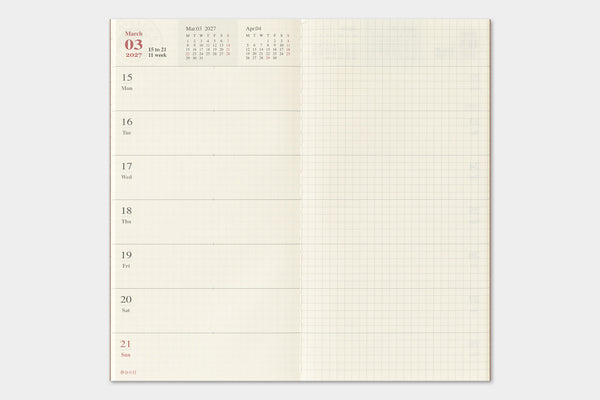 Traveler's Company Traveler's Notebook  2027 Weekly Diary