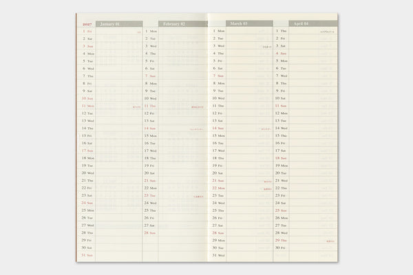 Traveler's Company Traveler's Notebook  2027 Weekly Vertical Diary