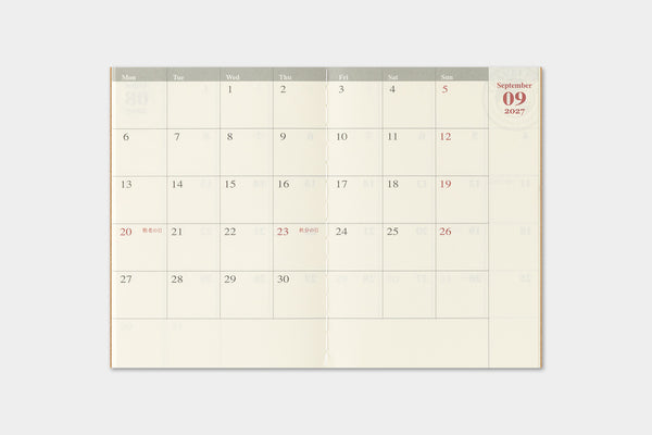 Traveler's Company Traveler's Notebook  2027 Monthly Passport Size Diary