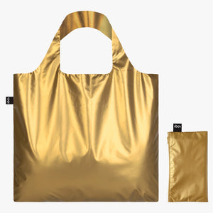 Loqi Reusable Recycled Bag - Metallic Gold Bag with Zip Pocket -