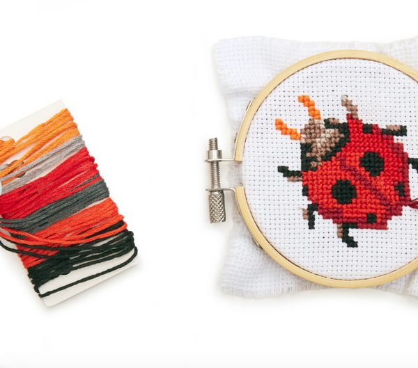 Kikkerland Mini Cross Stitch Embroidery Kit - Ladybug
