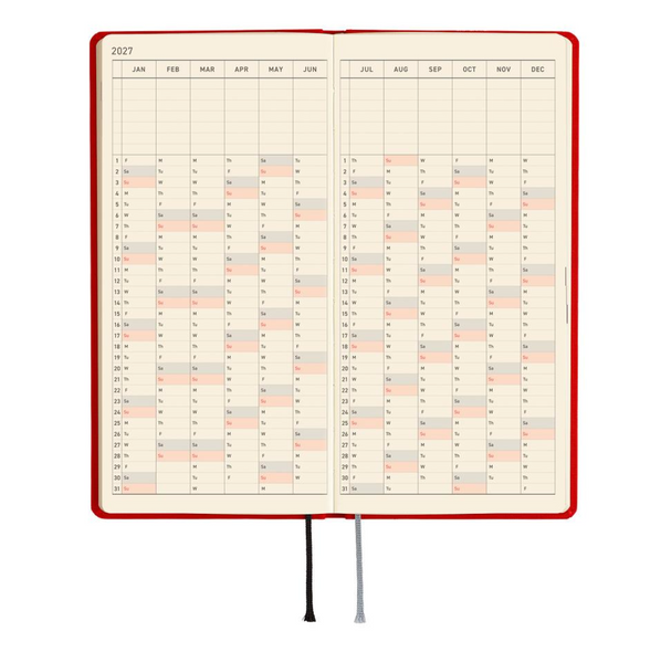 Hobonichi Techo 2027 Weeks Colors: Poppy Red