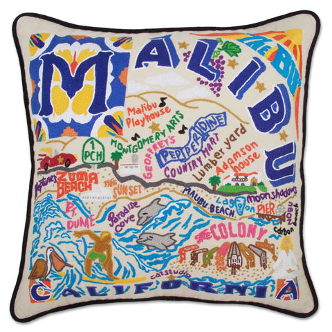 Hand Embroidered Pillow Malibu - Håndbroderet pude med motiver