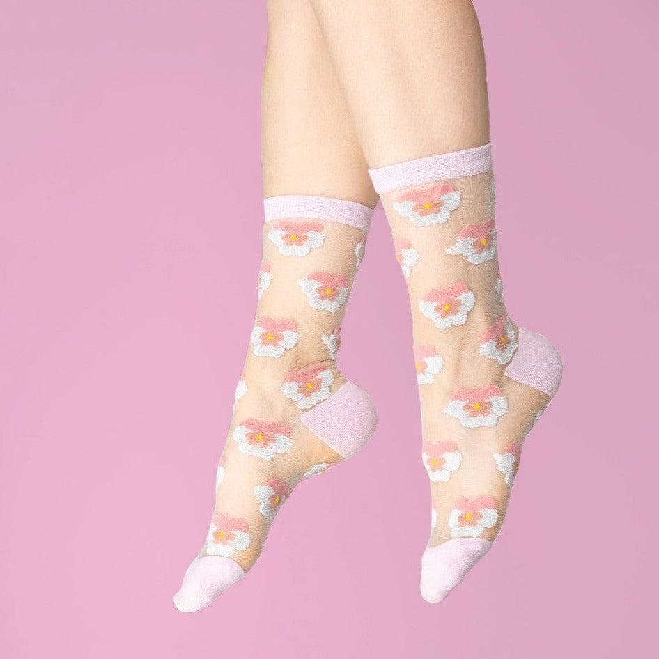 Coucou Suzette - Pink Pansy Sheer Socks