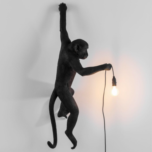 Seletti Monkey Lamp Black Wall