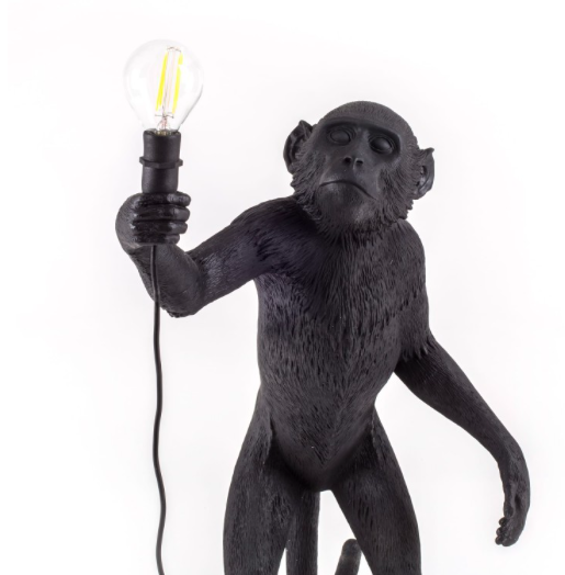 Seletti Monkey Lamp Black Standing - Abelampe Stående