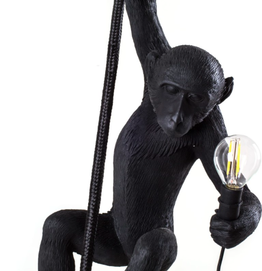 Seletti Monkey Lamp Black Ceiling Version - Abelampe Loftslampe