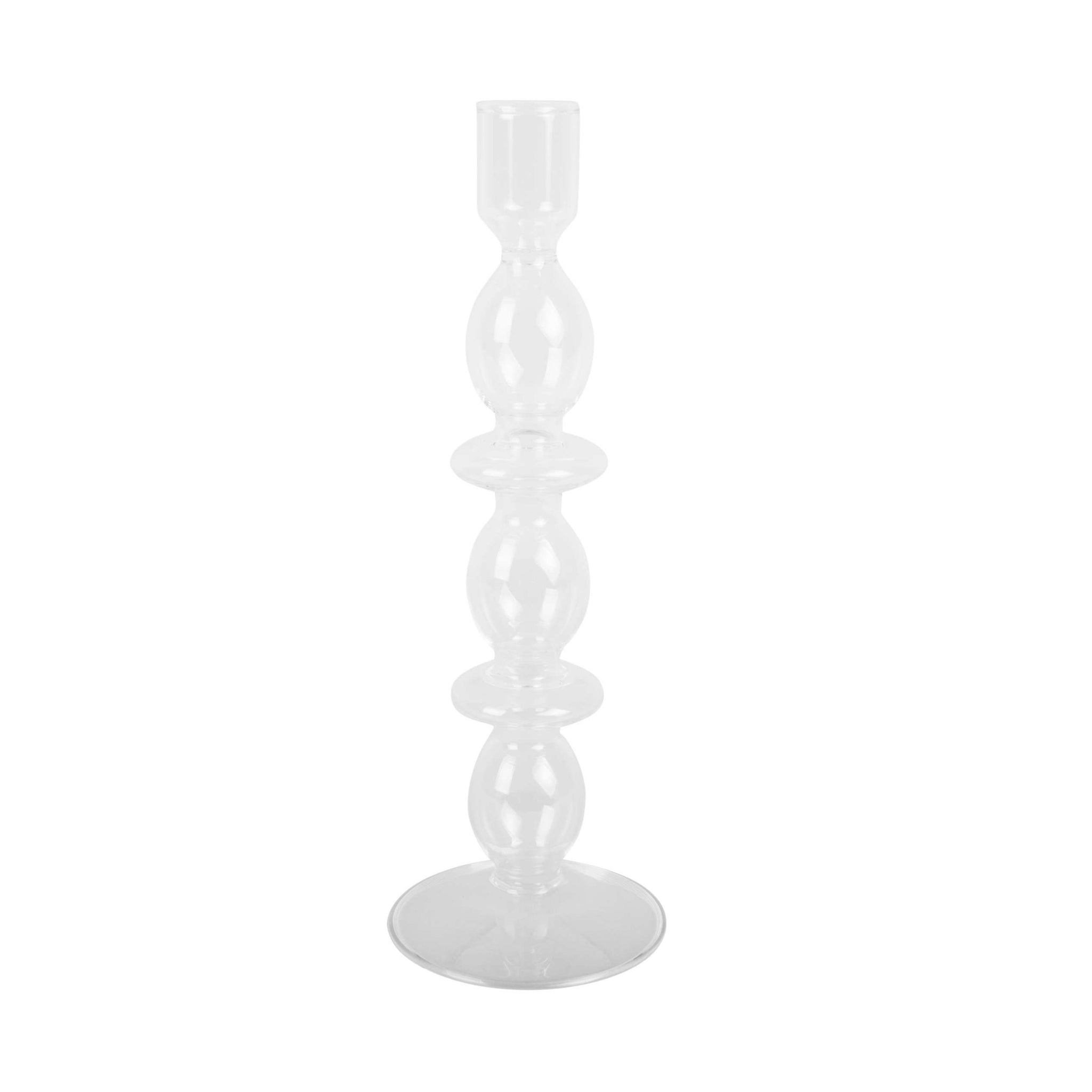 Glass Candle Holder Bubbles Large - Clear