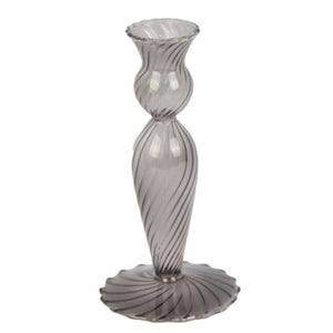 Glass Candle Holder Swirl Small - Black - Lysestage