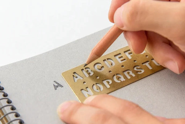 Traveler's Company Brass Bookmark Template Alphabet