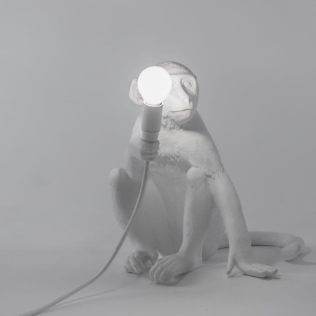 Seletti Monkey Lamp White Sitting