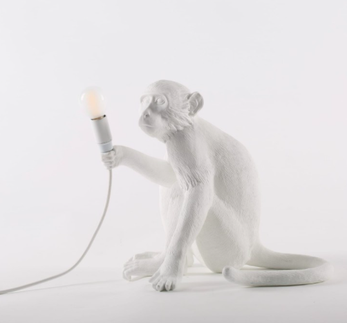 Seletti Monkey Lamp White Sitting